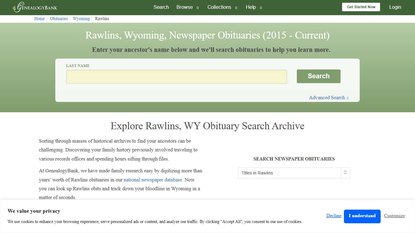 Rawlins, Wyoming Obituary Archive Search GenealogyBank